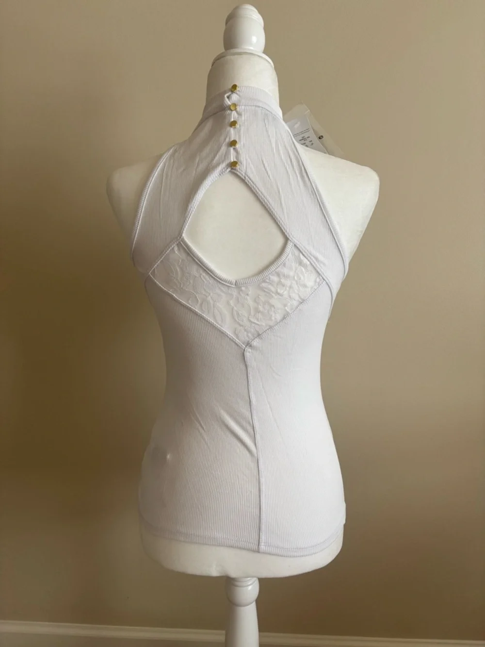 bebe White Ribbed Halter Tank - Picture 3 of 5